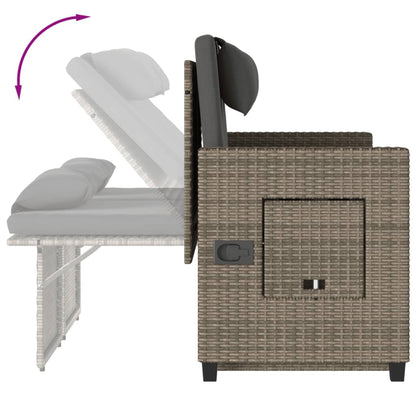 Polohovací Zahradní Lavice S Poduškami Šedá Polyratan