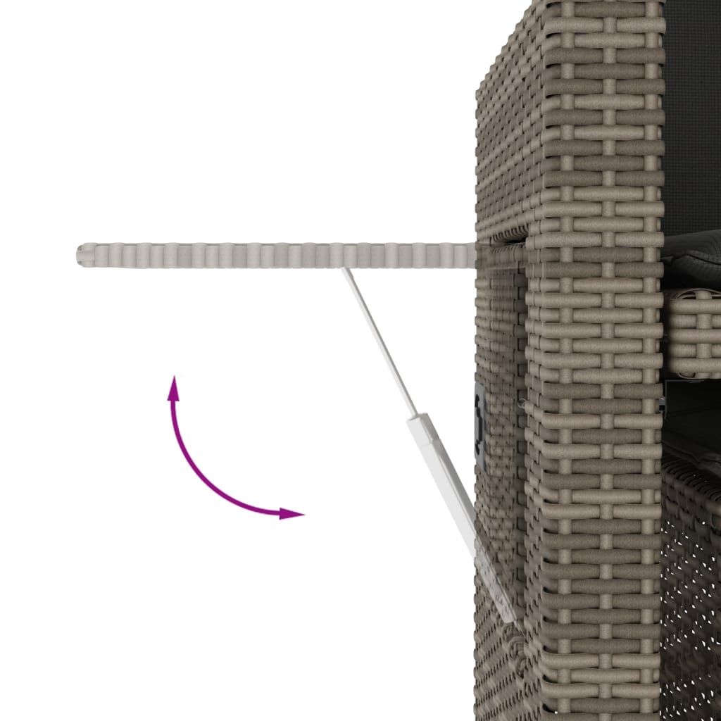 Polohovací Zahradní Lavice S Poduškami Šedá Polyratan