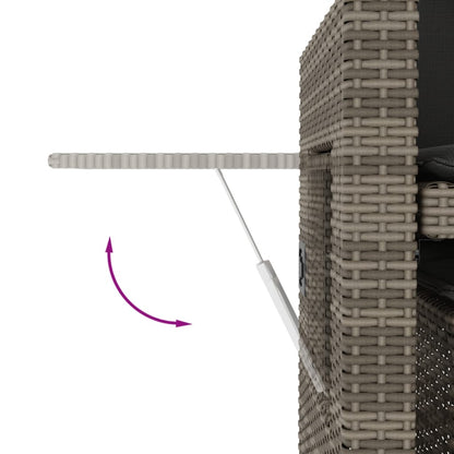 Polohovací Zahradní Lavice S Poduškami Šedá Polyratan