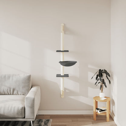Nástěnné Škrabadlo Pro Kočky Se Sloupkem Tmavě Šedé 142,5 Cm