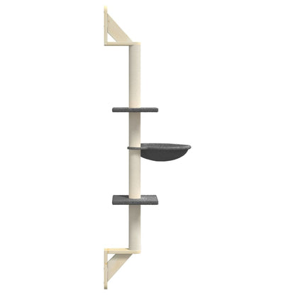 Nástěnné Škrabadlo Pro Kočky Se Sloupkem Tmavě Šedé 142,5 Cm