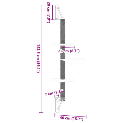 Nástěnné Škrabadlo Pro Kočky Se Sloupkem Tmavě Šedé 142,5 Cm