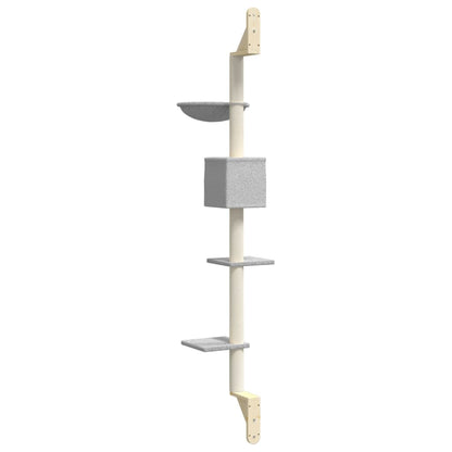 Nástěnné Škrabadlo Pro Kočky Se Sloupkem Světle Šedé 187 Cm