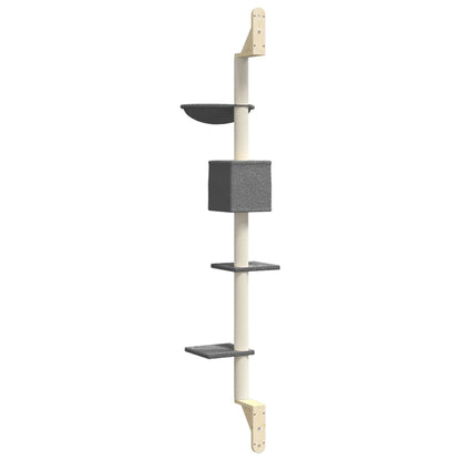 Nástěnné Škrabadlo Pro Kočky Se Sloupkem Tmavě Šedé 187 Cm