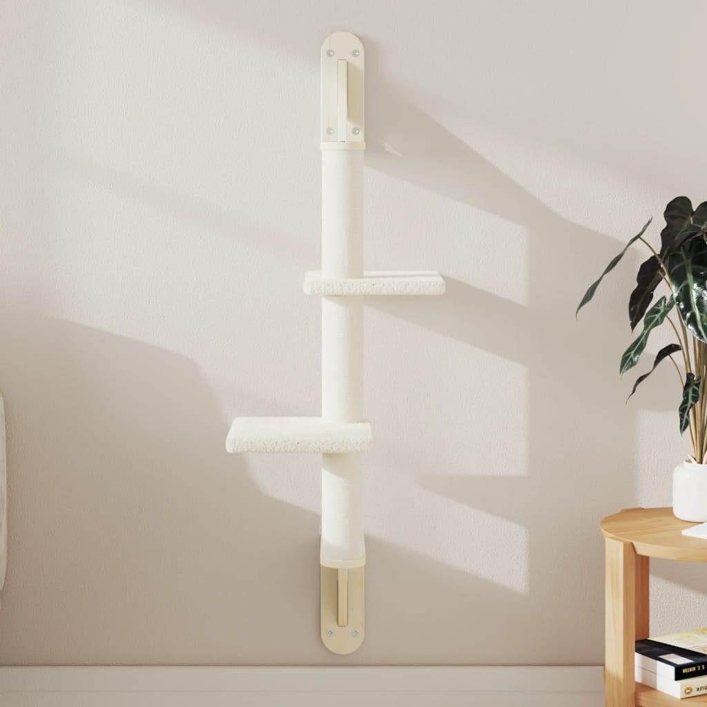 Nástěnné Škrabadlo Pro Kočky Se Sloupkem Světle Šedé 108 Cm
