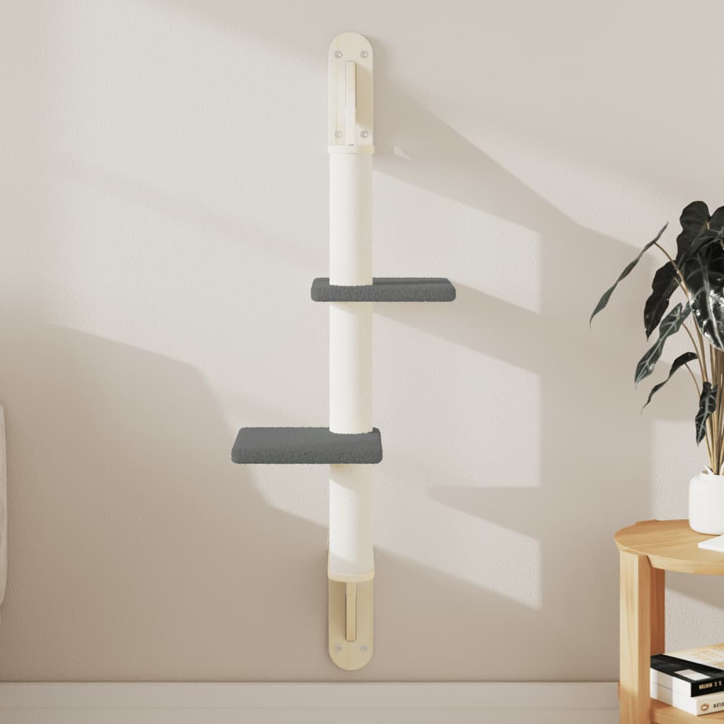 Nástěnné Škrabadlo Pro Kočky Se Sloupkem Světle Šedé 108 Cm
