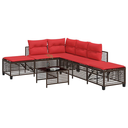 3Dílná Rohová Zahradní Sedací Souprava S Polštáři Hnědá Polyratan