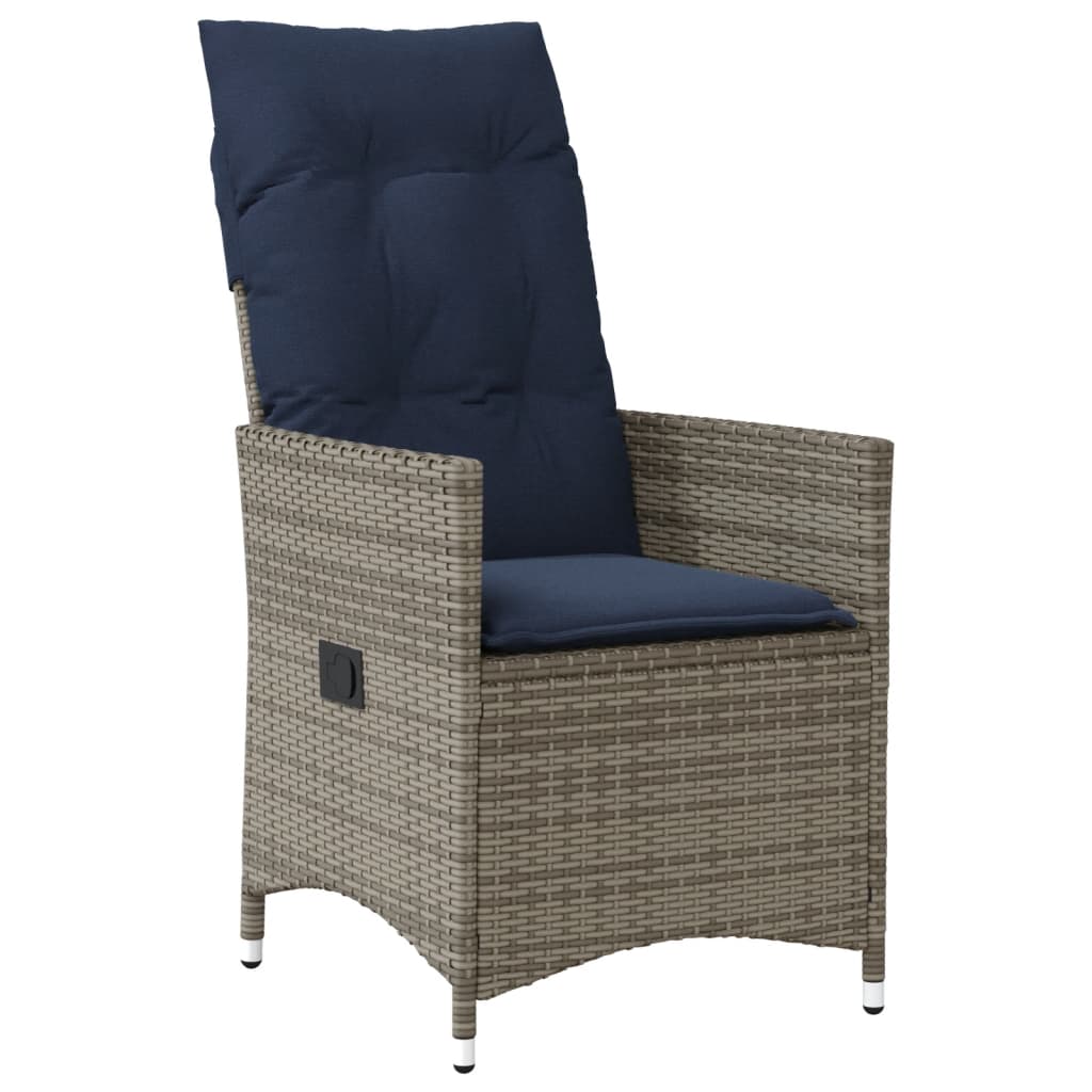 Polohovací Zahradní Židle S Polštáři Šedá Polyratan