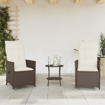 3Dílný Bistro Set S Poduškami Hnědý Hnědá A Krémová