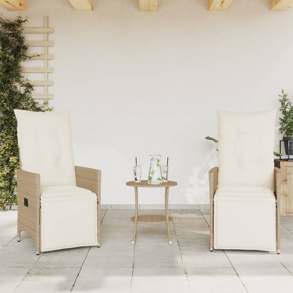 3Dílný Bistro Set S Poduškami Béžový Béžová A Krémová