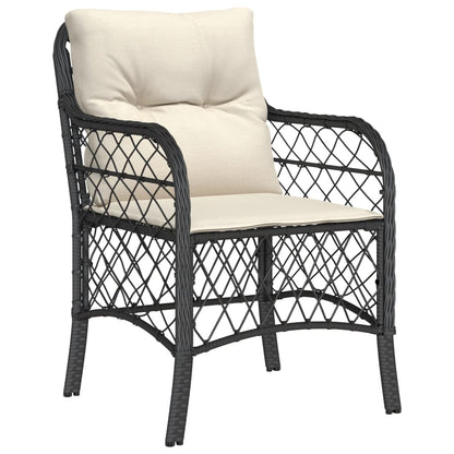 3Dílný Bistro Set S Poduškami Černý Polyratan