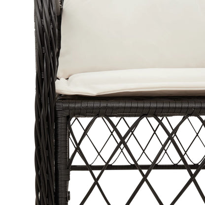 3Dílný Bistro Set S Poduškami Černý Polyratan