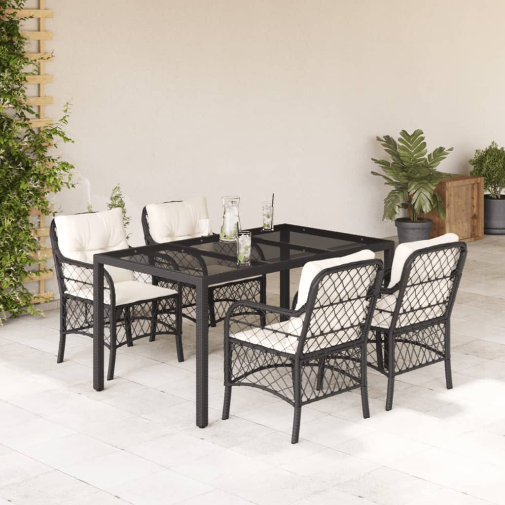 3Dílný Bistro Set S Poduškami Černý Polyratan