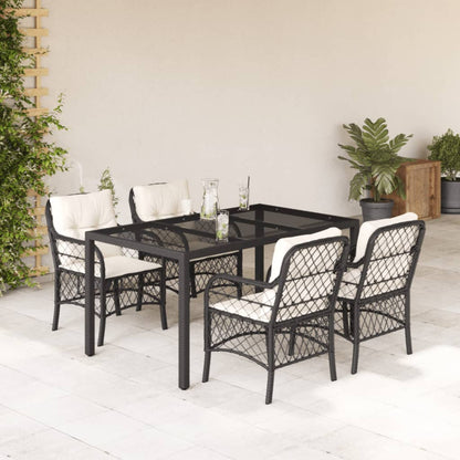 3Dílný Bistro Set S Poduškami Černý Polyratan