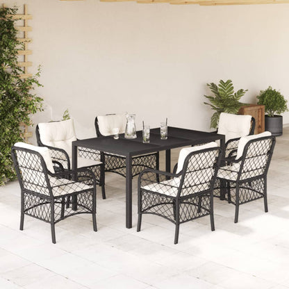 3Dílný Bistro Set S Poduškami Černý Polyratan