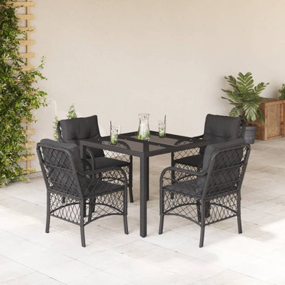 3Dílný Bistro Set S Poduškami Černý Polyratan