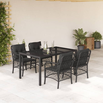 3Dílný Bistro Set S Poduškami Černý Polyratan