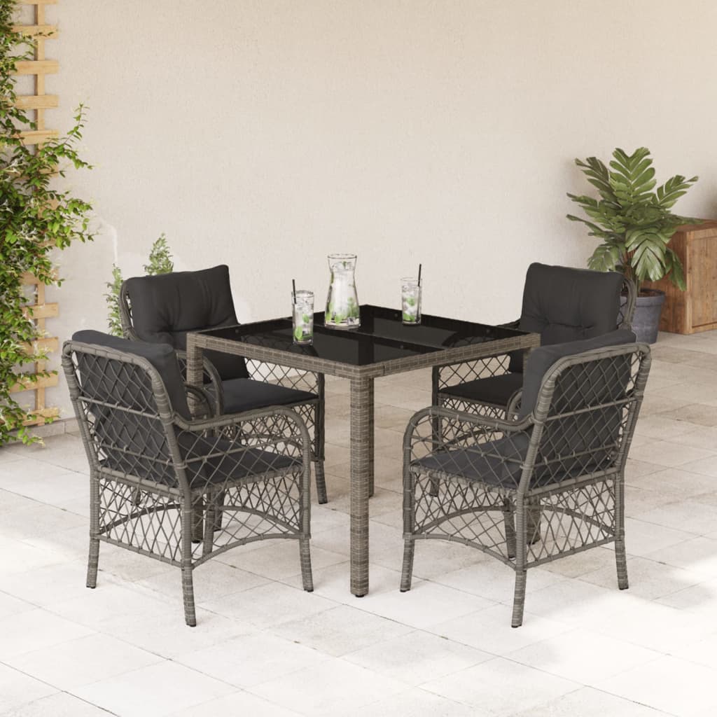 3Dílný Bistro Set S Poduškami Černý Polyratan