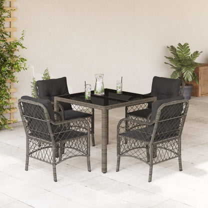 3Dílný Bistro Set S Poduškami Černý Polyratan