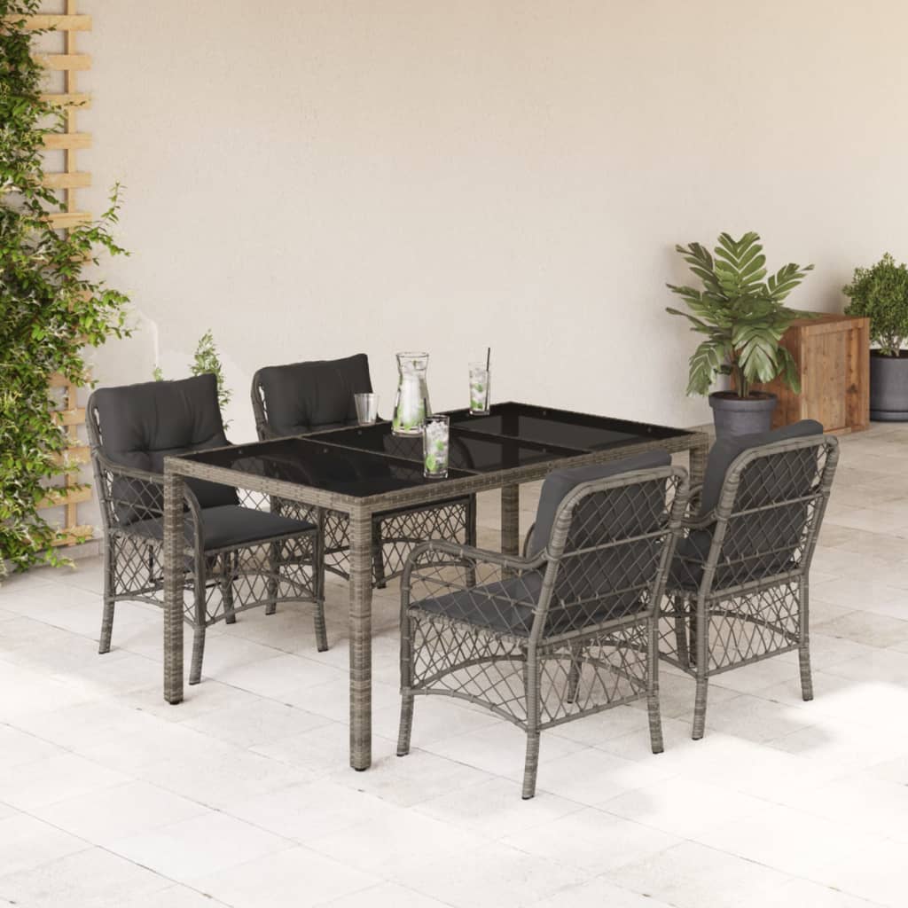 3Dílný Bistro Set S Poduškami Černý Polyratan