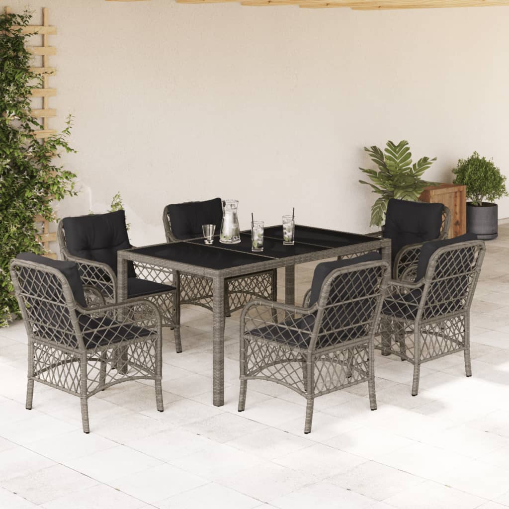 3Dílný Bistro Set S Poduškami Černý Polyratan