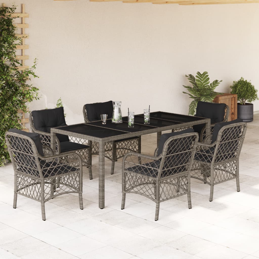 3Dílný Bistro Set S Poduškami Černý Polyratan