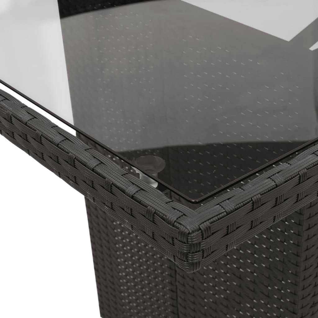 9Dílný Zahradní Jídelní Set S Poduškami Černý Polyratan