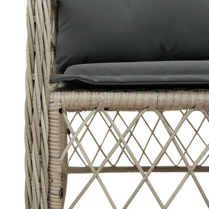 3Dílný Bistro Set S Poduškami Světle Šedý Polyratan