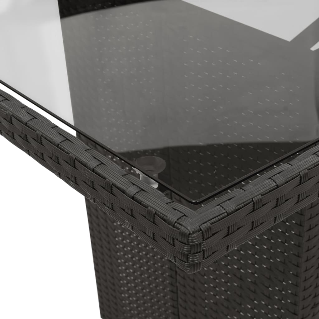 9Dílný Zahradní Jídelní Set S Poduškami Černý Polyratan