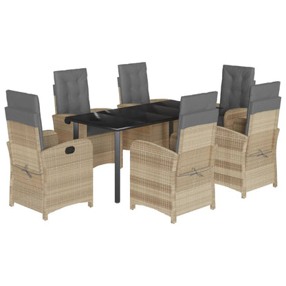 7Dílný Zahradní Jídelní Set S Poduškami Mix Béžové Polyratan
