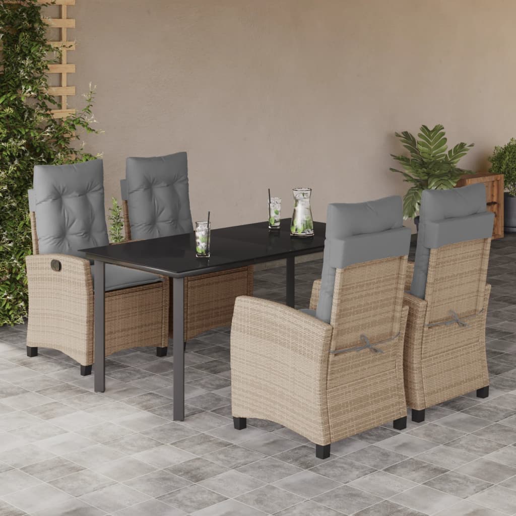5Dílný Zahradní Jídelní Set S Poduškami Mix Béžové Polyratan