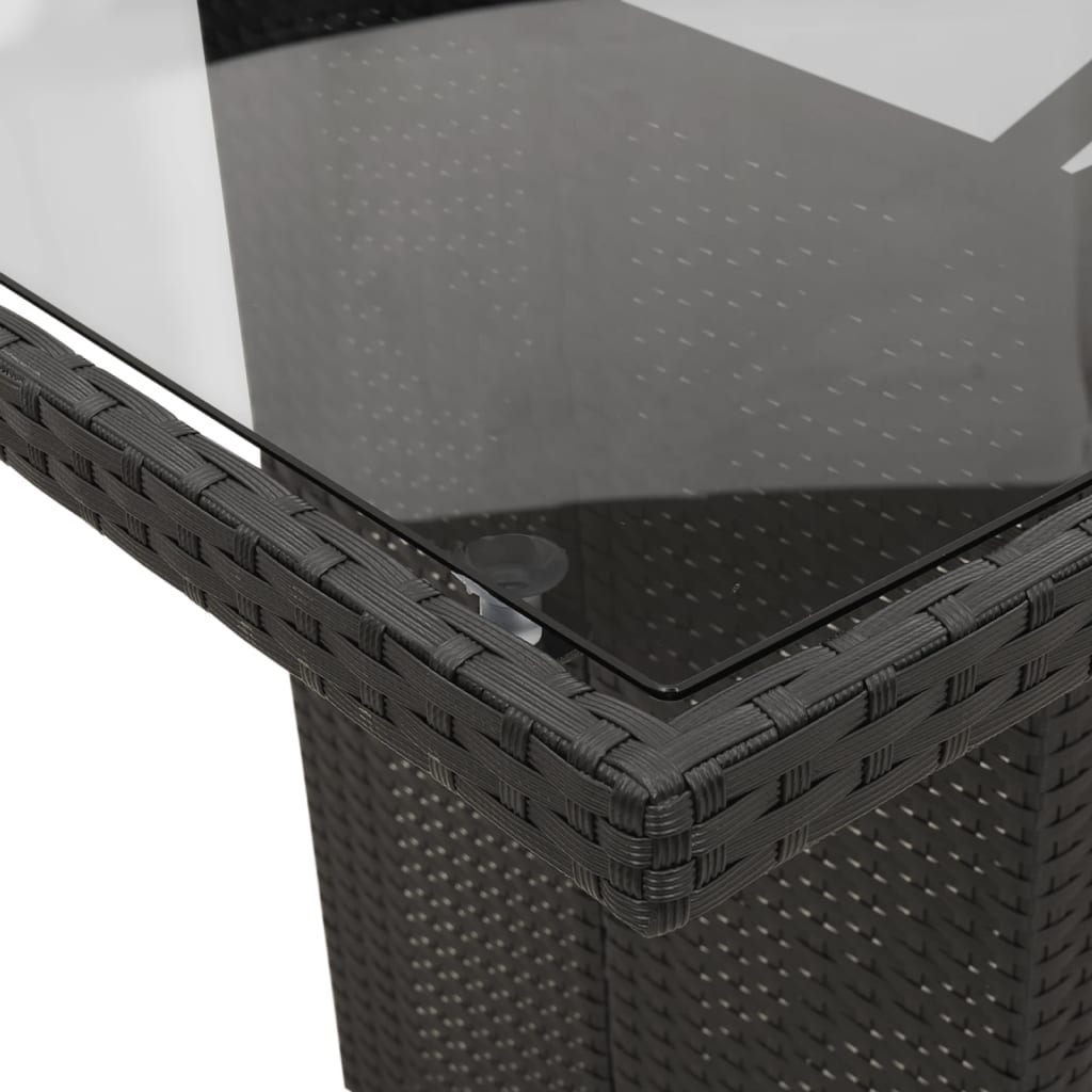 9Dílný Zahradní Jídelní Set S Poduškami Černý Polyratan