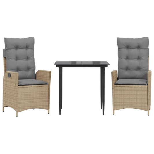 3Dílný Zahradní Jídelní Set S Poduškami Béžový Polyratan