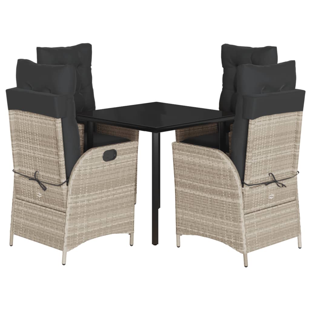 5Dílný Zahradní Jídelní Set S Poduškami Světle Šedý Polyratan