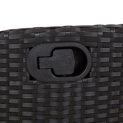 7Dílný Zahradní Jídelní Set S Poduškami Černý Polyratan