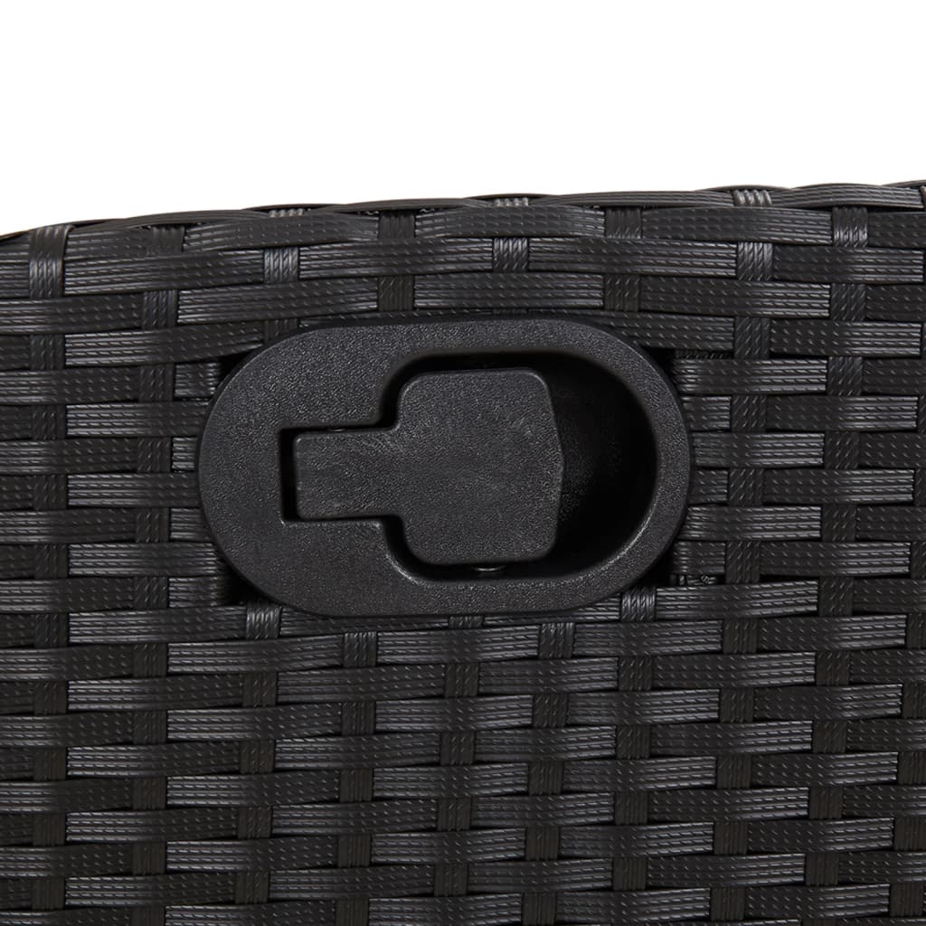 7Dílný Zahradní Jídelní Set S Poduškami Černý Polyratan