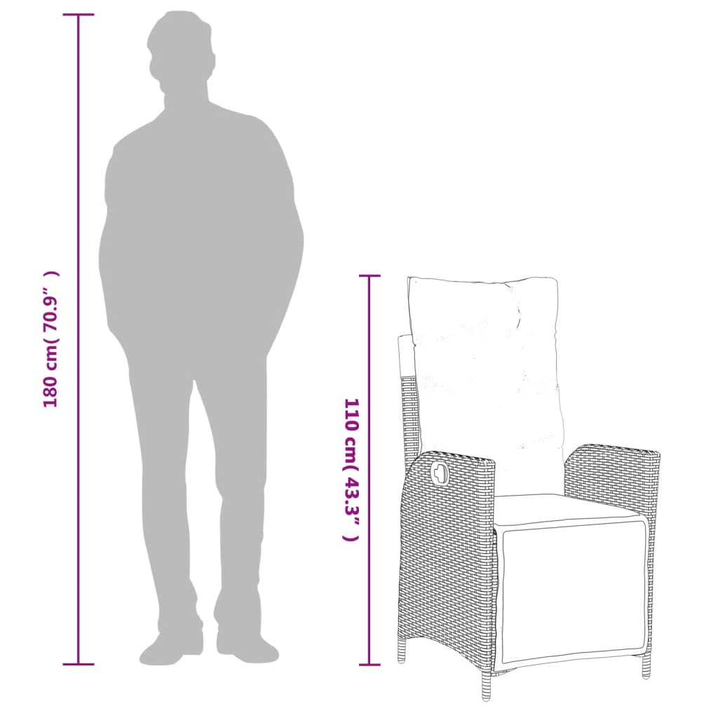 7Dílný Zahradní Jídelní Set S Poduškami Černý Polyratan