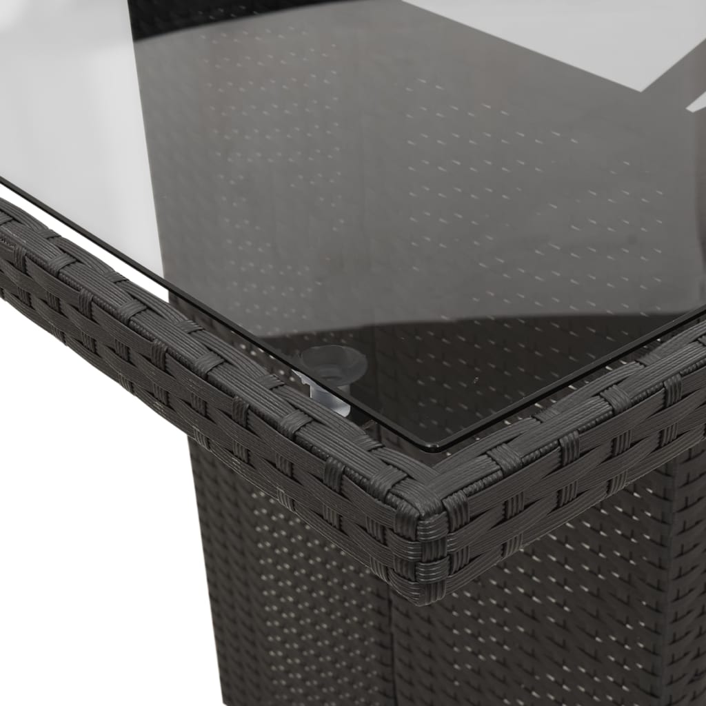 9Dílný Zahradní Jídelní Set S Poduškami Černý Polyratan