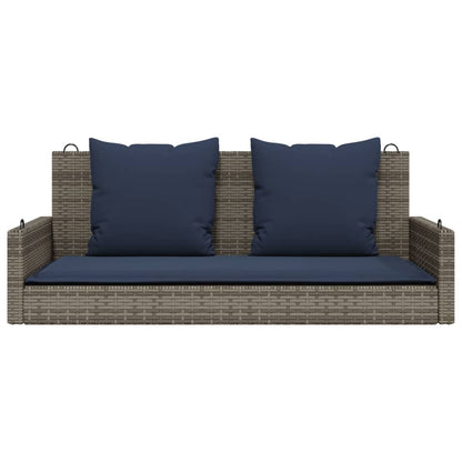 Houpací Lavice S Polštáři Šedá 119 X 56 X 48 Cm Polyratan