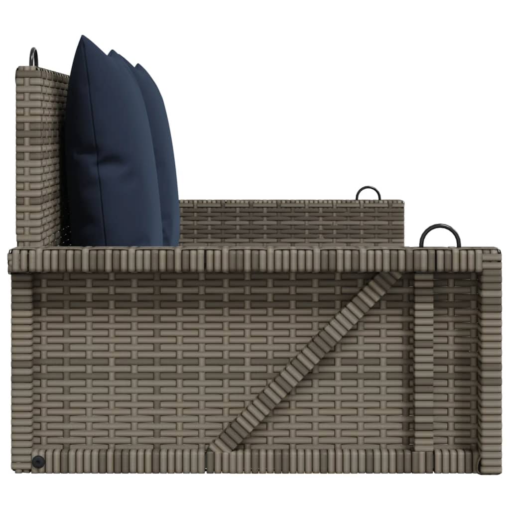 Houpací Lavice S Polštáři Šedá 119 X 56 X 48 Cm Polyratan