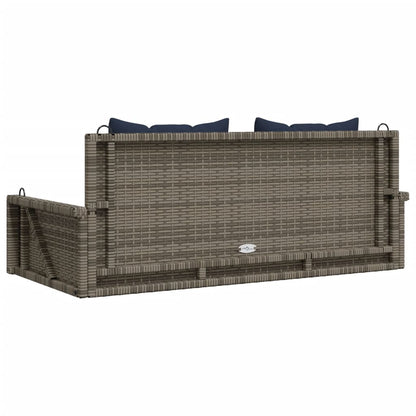 Houpací Lavice S Polštáři Šedá 119 X 56 X 48 Cm Polyratan