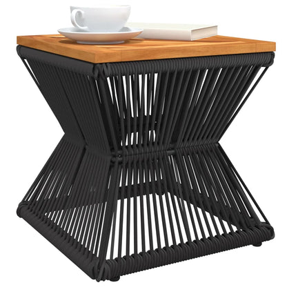 Konferenční Stůl S Drátěnou Základnou Černý 38X38X38 Cm Akácie Bílá