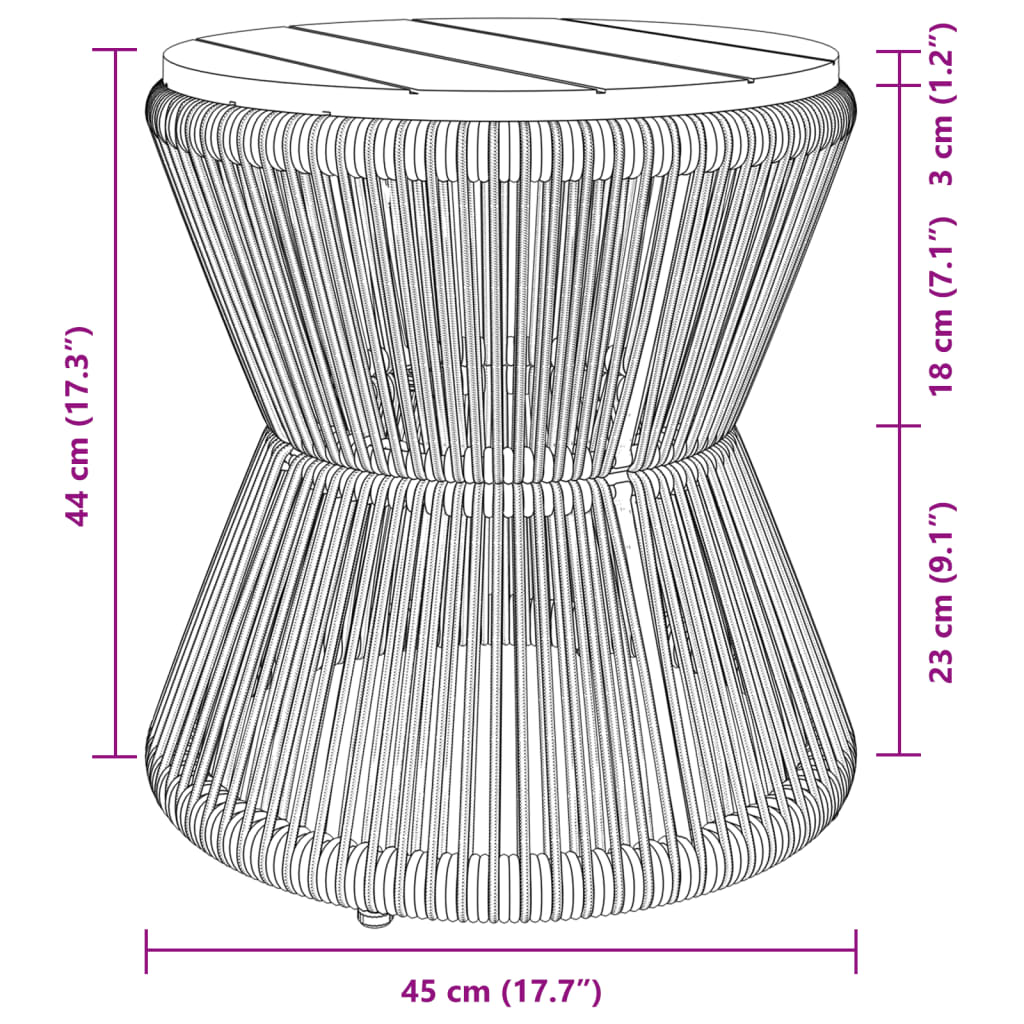 Konferenční Stůl S Drátěnou Základnou Černý Ø 45X44 Cm Akácie