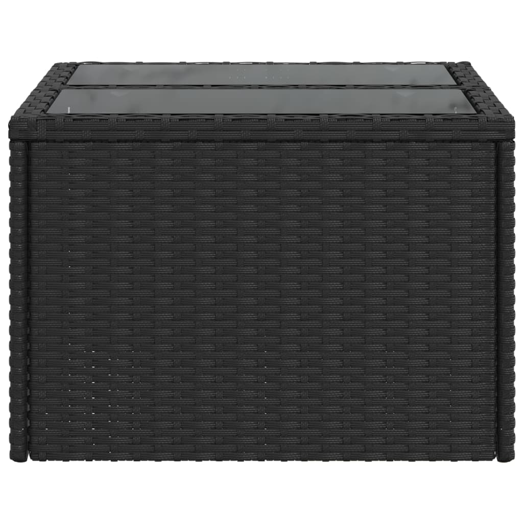 Zahradní Stolek Se Skleněnou Deskou Černý 55X55X37 Cm Polyratan