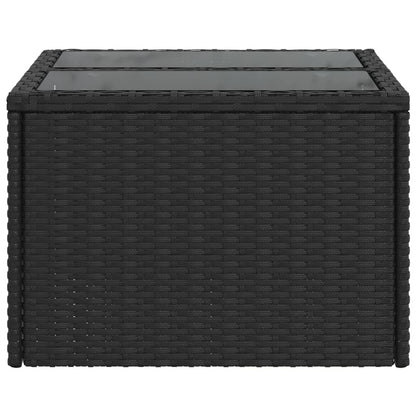 Zahradní Stolek Se Skleněnou Deskou Černý 55X55X37 Cm Polyratan