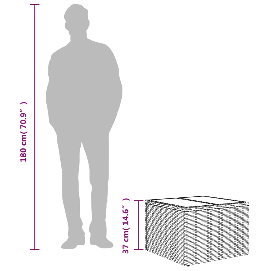 Zahradní Stolek Se Skleněnou Deskou Černý 55X55X37 Cm Polyratan