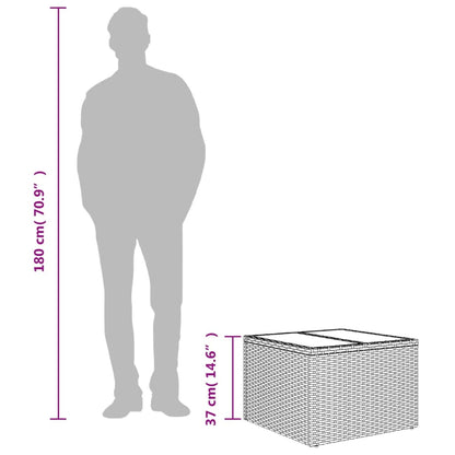 Zahradní Stolek Se Skleněnou Deskou Černý 55X55X37 Cm Polyratan