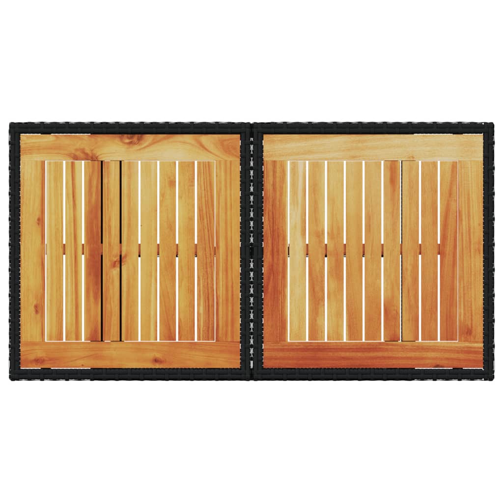 Zahradní Stolek Černý 100 X 55 X 73 Cm Polyratan A Akácie