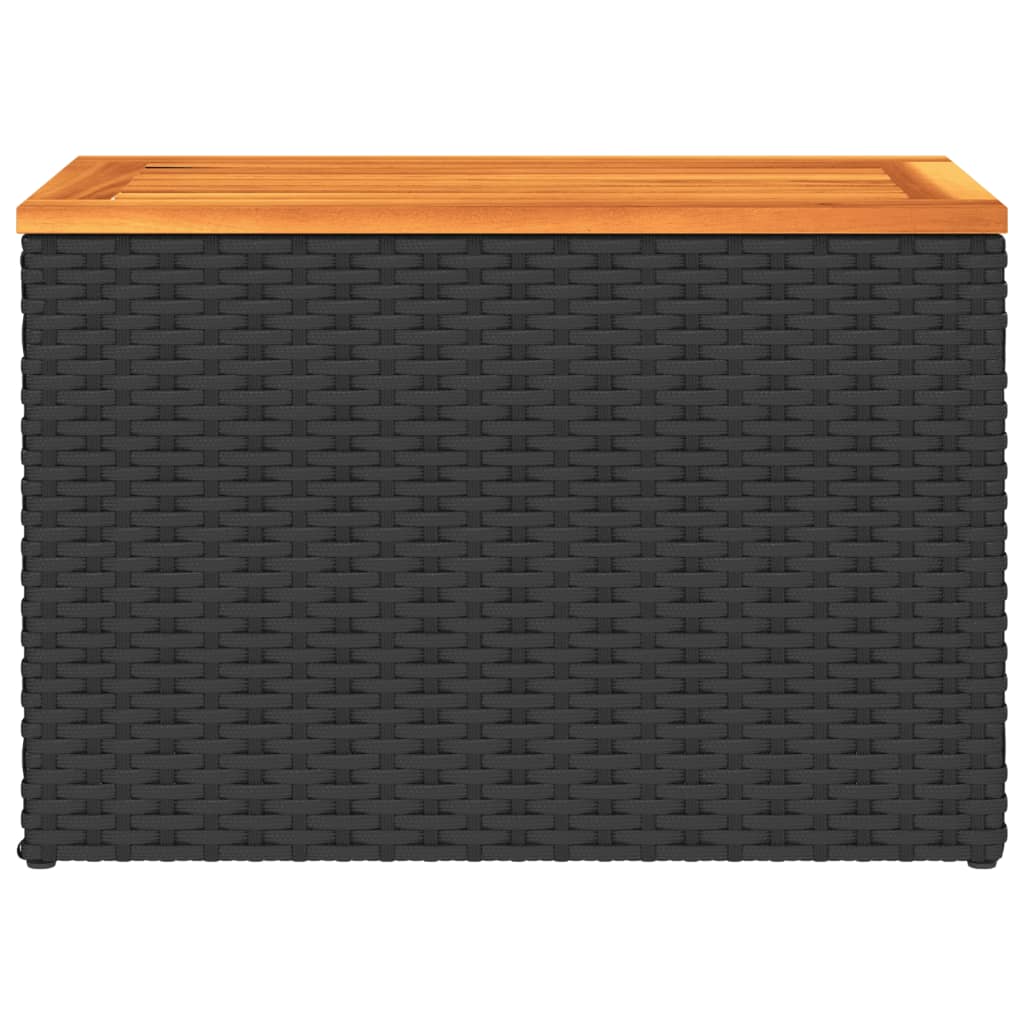 Zahradní Stolky 2 Ks Černé 55X34X37 Cm Polyratan Masivní Dřevo