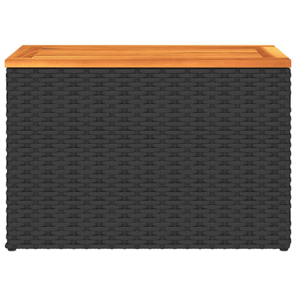 Zahradní Stolky 2 Ks Černé 55X34X37 Cm Polyratan Masivní Dřevo